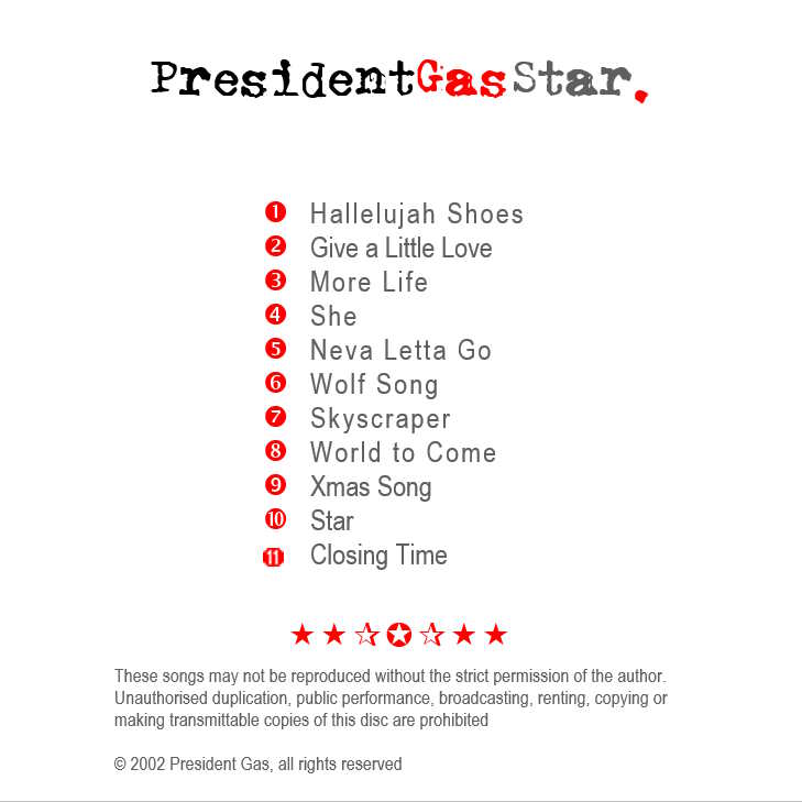 Star album back cover